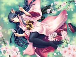 Фреска Аниме девушка в розовом кимоно