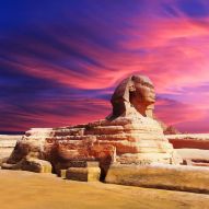 Фреска Сфинкс в Египте на закате