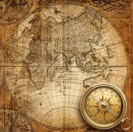 Фреска Компас и карта мира под старину