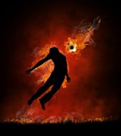 Фотообои Футболист в огне