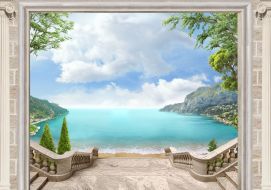 Фреска Фальш окно с видом на голубое море