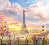 Фреска Эйфелева башня вид на Париж