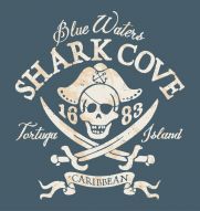 Фреска Пиратский флаг бухта с акулами