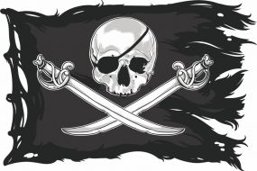 Фреска Одноглазый череп на пиратском флаге