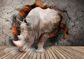 Фреска Разрушительный 3D носорог
