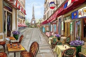 Фреска кафе в париже