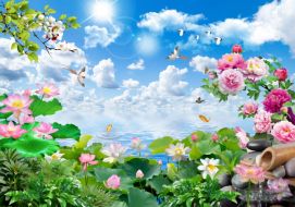 Фотообои Небо и цветы