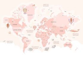 Фреска Розовая карта мира