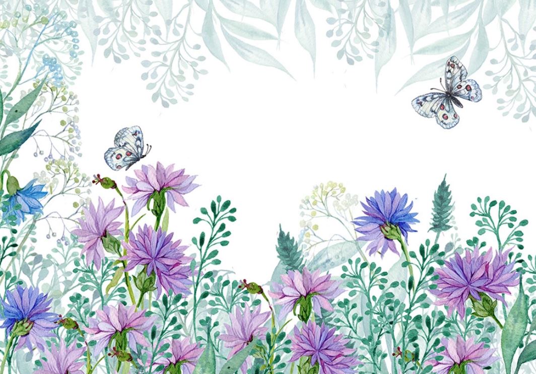 Фреска Полевые цветы и бабочки