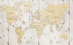 Фотообои Карта мира на досках