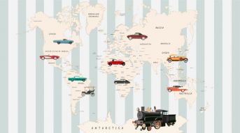 Фреска Карта мира с машинами