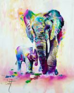 Фреска Красочные слоны