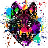 Фреска Красочный портрет волка