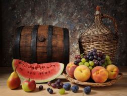 Фреска Вино и фрукты