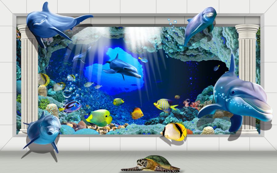 Фреска 3Д подводный мир
