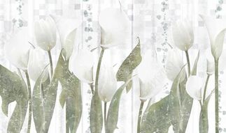 Фреска Белые тюльпаны в стиле лофт