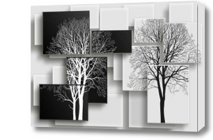 Картина Черно белые деревья